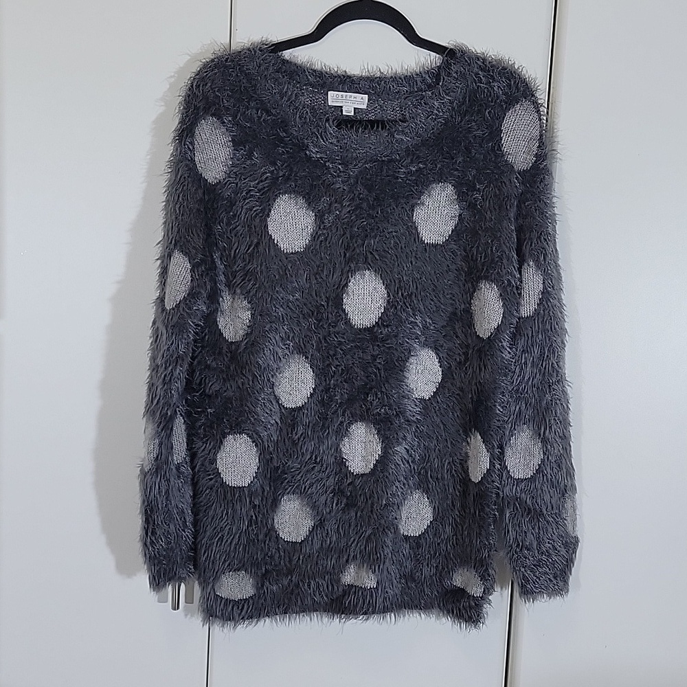 Joseph A. Gray Soft Fuzzy Polka-Dot Sweater  Size Large